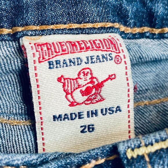 True Religion Straight Blue Denim Jeans Size 26 - Picture 10 of 11